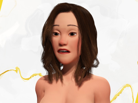 Stylized Cartoon Woman in Swimsuit 3D Model
