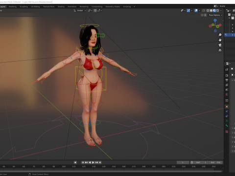 Stylized Cartoon Woman in Swimsuit 3D Model