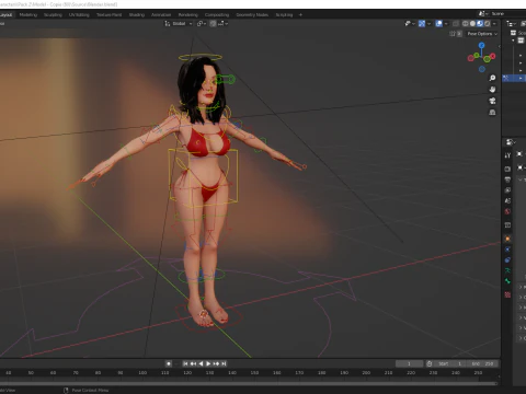 Stylized Cartoon Woman in Swimsuit 3D Model