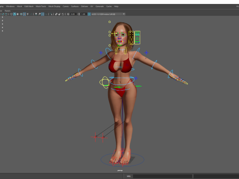 Stylized Cartoon Woman in Swimsuit 3D Model