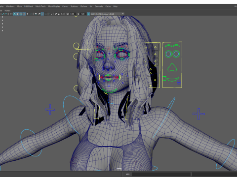 Stylized Cartoon Woman in Swimsuit 3D Model