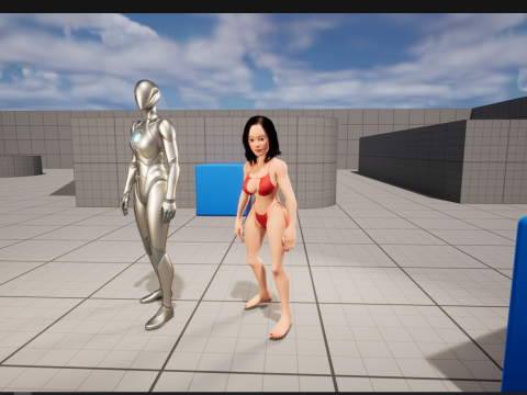 Stylized Cartoon Woman in Swimsuit 3D Model