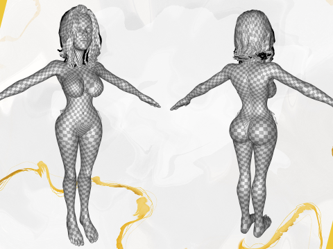 Stylized Cartoon Woman in Swimsuit 3D Model