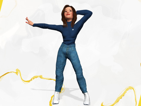 Toon Character woman with Sweater Modello 3D