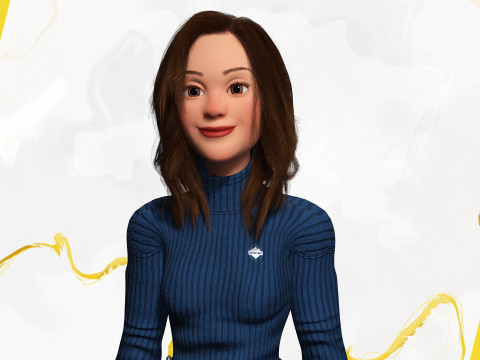 Toon Character woman with Sweater Modello 3D