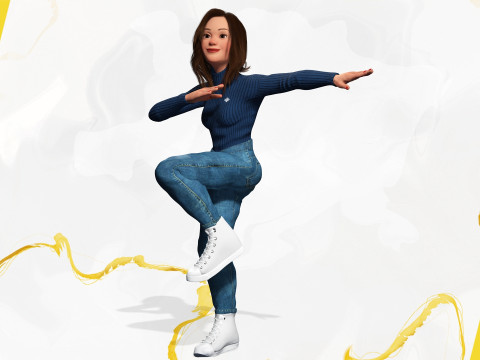 Toon Character woman with Sweater Modello 3D