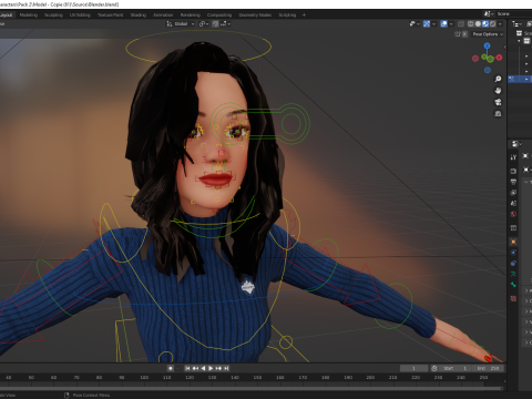 Toon Character woman with Sweater Modello 3D