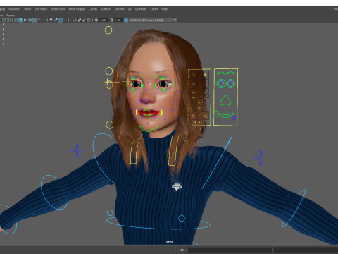 Toon Character woman with Sweater Modello 3D