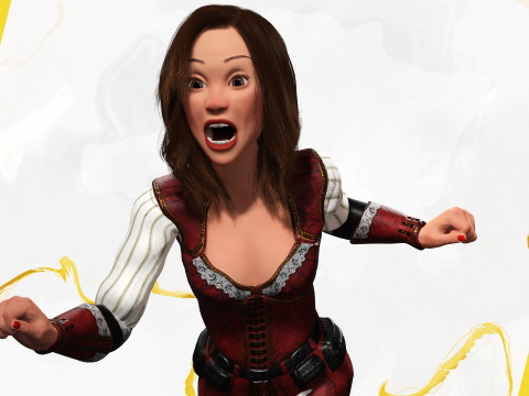 Pirate Stylized Female Hero Medieval Warrior in Fantasy Costume Modelo 3D