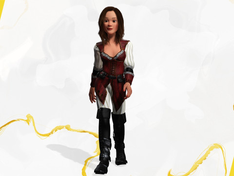Pirate Stylized Female Hero Medieval Warrior in Fantasy Costume Modelo 3D