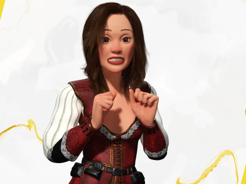 काल्पनिक पोशाक में समुद्री डाकू शैली वाली महिला नायक मध्यकालीन योद्धा 3D मॉडल