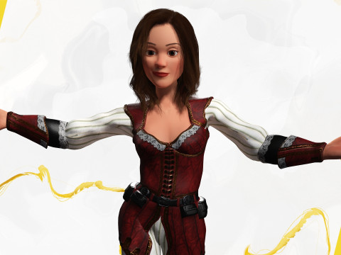Pirate Stylized Female Hero Medieval Warrior in Fantasy Costume Modelo 3D