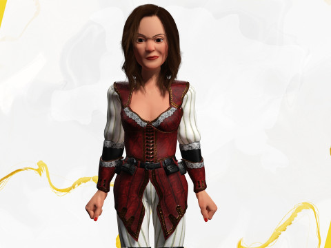 Pirate Stylized Female Hero Medieval Warrior in Fantasy Costume Modelo 3D
