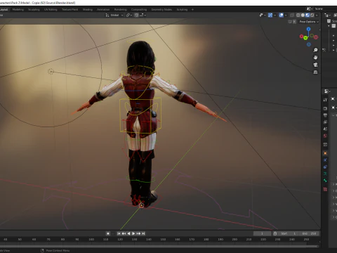 काल्पनिक पोशाक में समुद्री डाकू शैली वाली महिला नायक मध्यकालीन योद्धा 3D मॉडल