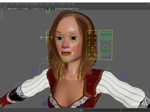 काल्पनिक पोशाक में समुद्री डाकू शैली वाली महिला नायक मध्यकालीन योद्धा 3D मॉडल