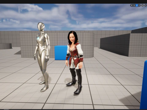 काल्पनिक पोशाक में समुद्री डाकू शैली वाली महिला नायक मध्यकालीन योद्धा 3D मॉडल