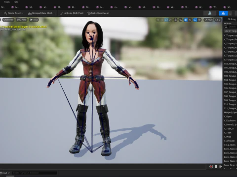 काल्पनिक पोशाक में समुद्री डाकू शैली वाली महिला नायक मध्यकालीन योद्धा 3D मॉडल