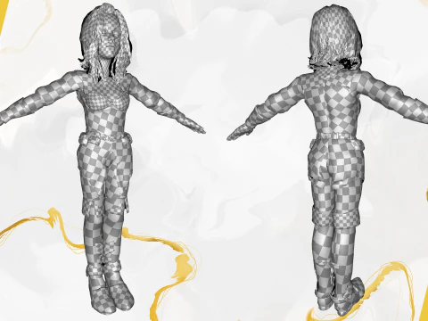 काल्पनिक पोशाक में समुद्री डाकू शैली वाली महिला नायक मध्यकालीन योद्धा 3D मॉडल