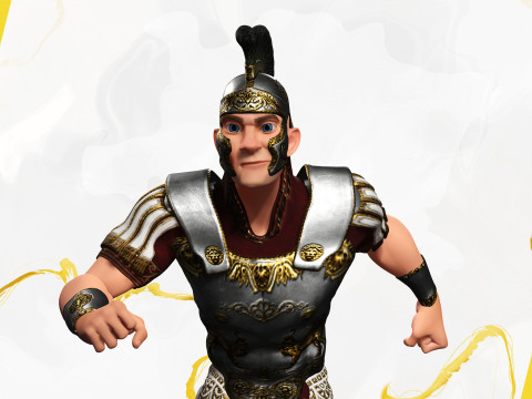 Cartoon Roman soldier in armor with battle outfit Modello 3D