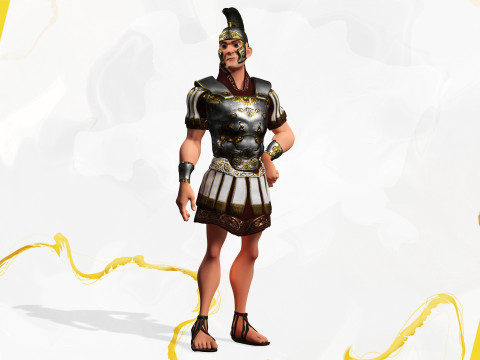 Cartoon Roman soldier in armor with battle outfit Modello 3D