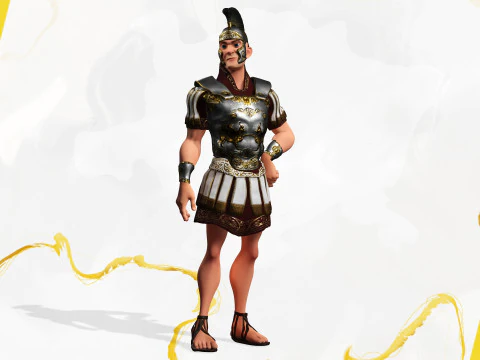 Cartoon Roman soldier in armor with battle outfit 3D Model