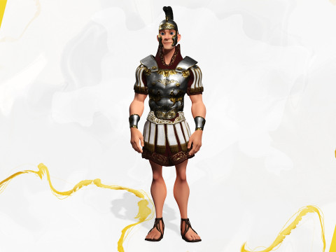 Cartoon Roman soldier in armor with battle outfit Modello 3D