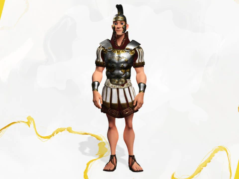 Cartoon Roman soldier in armor with battle outfit 3D Model