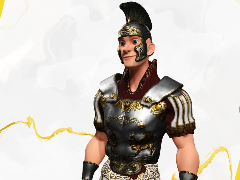 Cartoon Roman soldier in armor with battle outfit Modello 3D