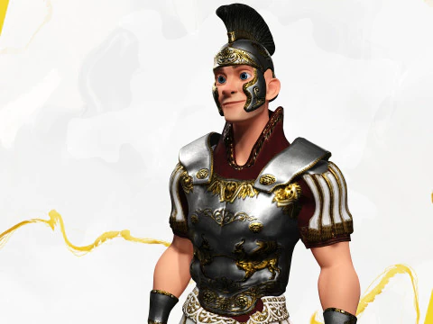 Cartoon Roman soldier in armor with battle outfit 3D Model