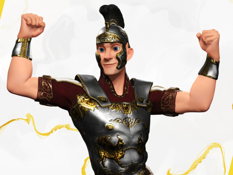Cartoon Roman soldier in armor with battle outfit Modello 3D