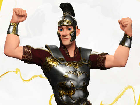 Cartoon Roman soldier in armor with battle outfit 3D Model