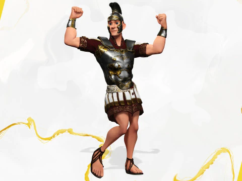 Cartoon Roman soldier in armor with battle outfit 3D Model