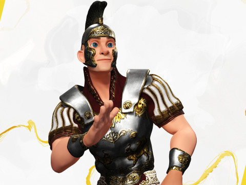 Cartoon Roman soldier in armor with battle outfit Modello 3D