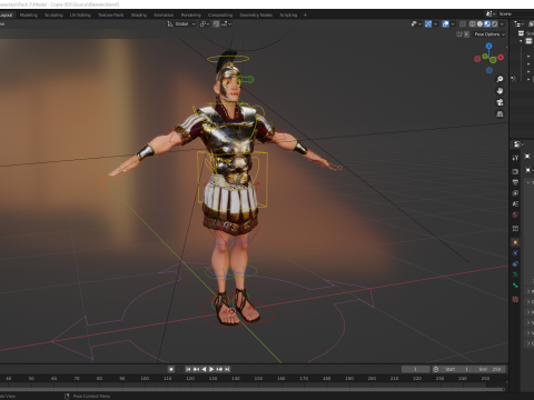 Cartoon Roman soldier in armor with battle outfit Modello 3D