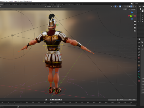 Cartoon Roman soldier in armor with battle outfit Modello 3D