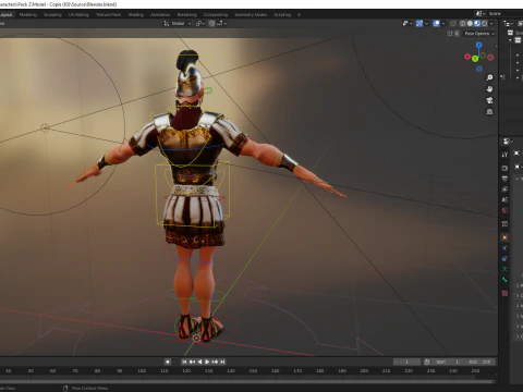 Cartoon Roman soldier in armor with battle outfit 3D Model