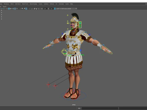 Cartoon Roman soldier in armor with battle outfit 3D Model