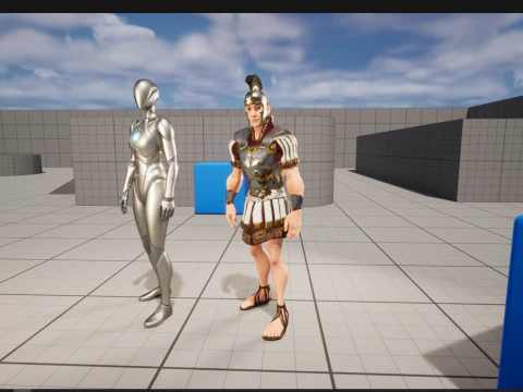 Cartoon Roman soldier in armor with battle outfit 3D Model