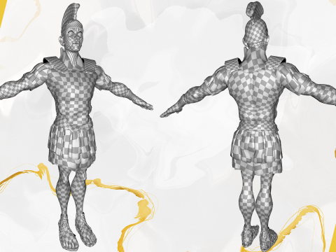 Cartoon Roman soldier in armor with battle outfit Modello 3D