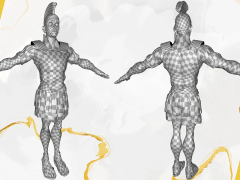 Cartoon Roman soldier in armor with battle outfit 3D Model
