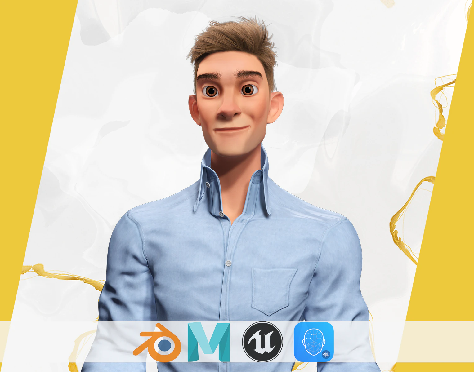 Toon Modern Man classic in Slim Fit Clothes 3D Model .c4d .max .obj .3ds .fbx .stl .blend 