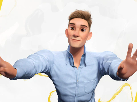 Toon Modern Man classic in Slim Fit Clothes 3D Model