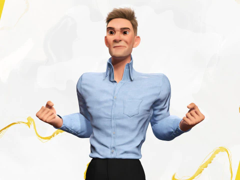 Toon Modern Man classic in Slim Fit Clothes 3D Model