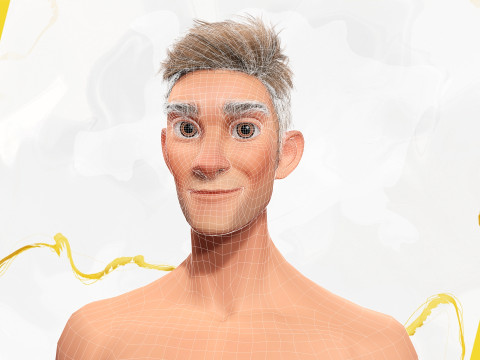 Stylized Man in blue winter jacket Modèle 3D