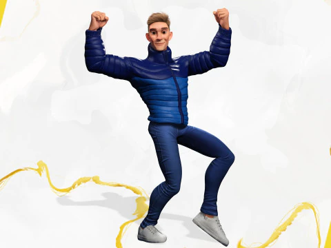 Stylized Man in blue winter jacket 3D Model