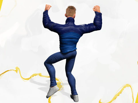 Stylized Man in blue winter jacket 3D Model