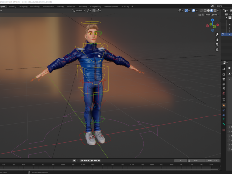 Stylized Man in blue winter jacket Modèle 3D