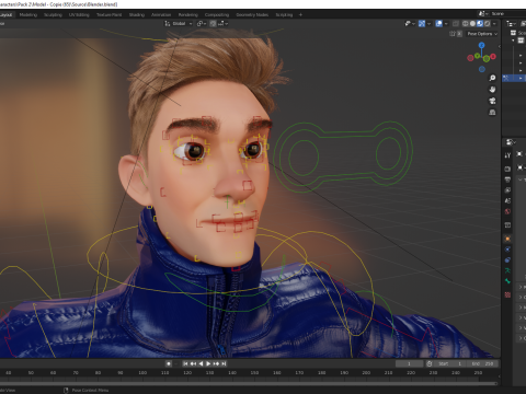 Stylized Man in blue winter jacket Modèle 3D