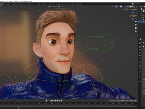Stylized Man in blue winter jacket 3D Model