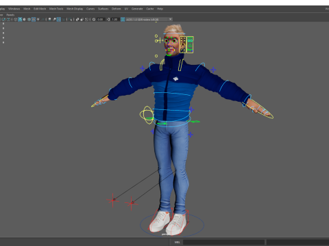 Stylized Man in blue winter jacket Modèle 3D